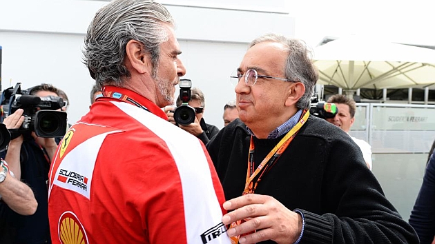 Sergio Marchionne, presidente de Ferrari, saluda a Maurizio Arrivabene en el G.P. de Canad de este ao / RV RacingPress