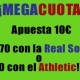 Apuesta 10 euros y gana 70 apostando por la Real o por el Athletic!