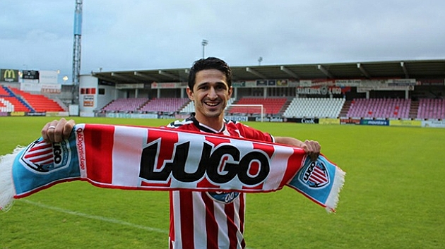 Jonathan Pereira en su presentacin con el Lugo.