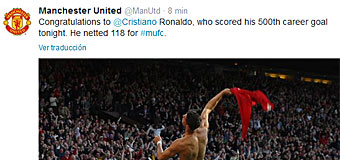 El Manchester United felicita a Cristiano Ronaldo
