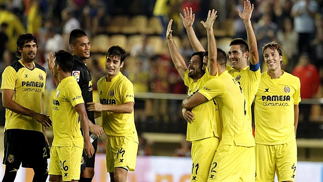 El Villarreal celebra la victoria ante el Atltico. Foto: Jose Jordan (AFP).