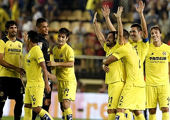 El Villarreal celebra la victoria ante el Atltico. Foto: Jose Jordan (AFP).