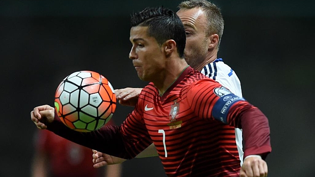 Cristiano Ronaldo durante el partido de ayer frente a Dinamarca