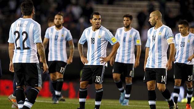 Reaccin de los jugadores argentinos tras el pitido final
