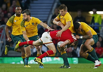Un momento del encuentro entre Australia-Gales.