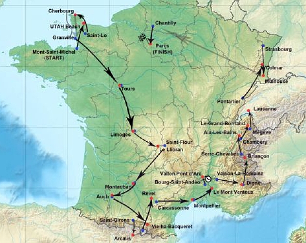 El mapa del Tour de Francia 2016, segn 'Sporza.be'.