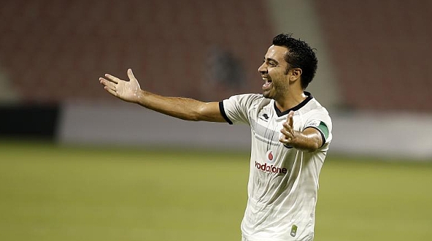 Xavi celebra un gol con el Al-Sadd