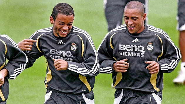 Marcelo y Roberto Carlos, juntos en el Madrid.