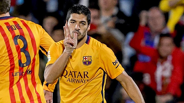 Luis Surez celebra su gol en Getafe.
