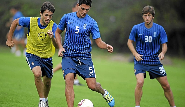 Juanma, durante un entrenamiento en su época como jugador del Oviedo