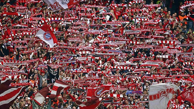 Imagen de la aficin del Bayern en un partido del cuadro bvaro.