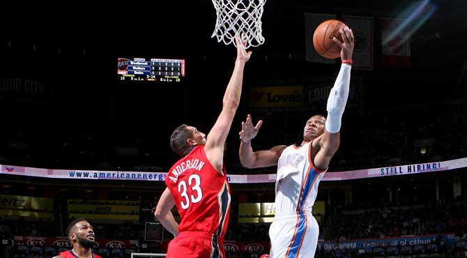 Huracn Westbrook: 42 puntazos sin Durant ante la enfermera de los Pelicans