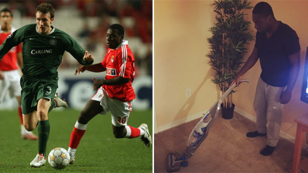 Adu, con el Benfica en 2007 / FOTO: Getty; la imagen de la derecha, Adu con la aspiradora. / FOTO: @FreddyAdu