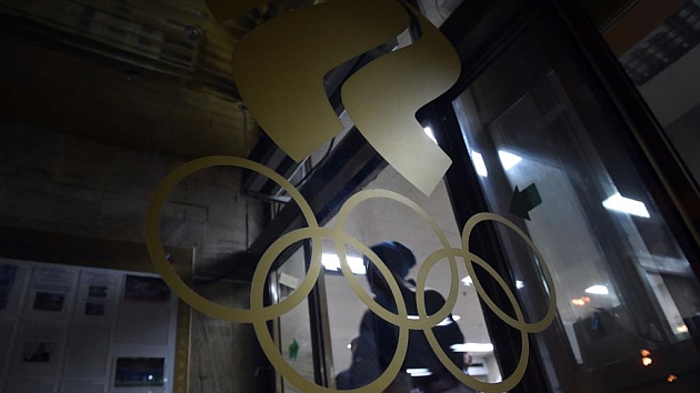 Los aros olmpicos, en la sede del Comit Olmpico ruso.