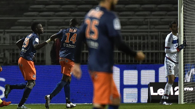 Los jugadores del Montpellier celebran uno de sus goles