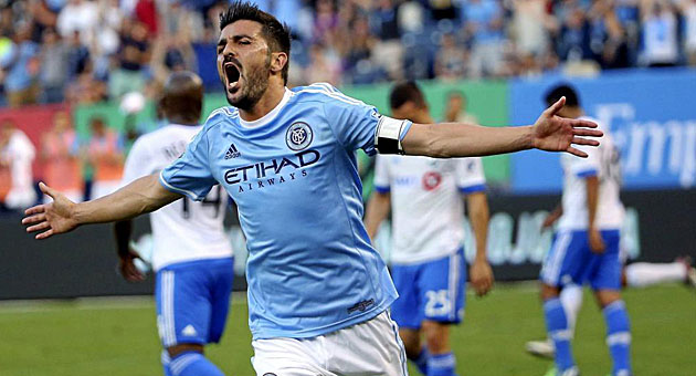 David Villa celebra un gol con el New York City