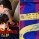 Messi regala una camiseta del Bara a Ronaldinho