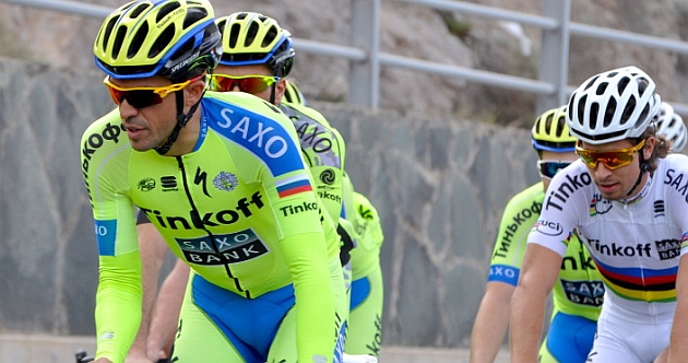 Contador, en una de las sesiones del Tinkoff en Gran Canaria.