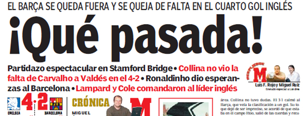 sta es la crnica que public el diario MARCA tras la clasificacin del Chelsea frente al Barcelona.