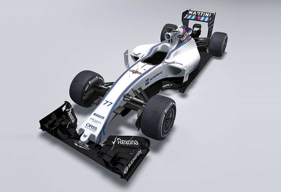 Vista en perspectiva del Williams FW37 de 2015