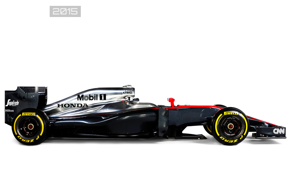 Vista de perfil del McLaren MP4-30 de 2015