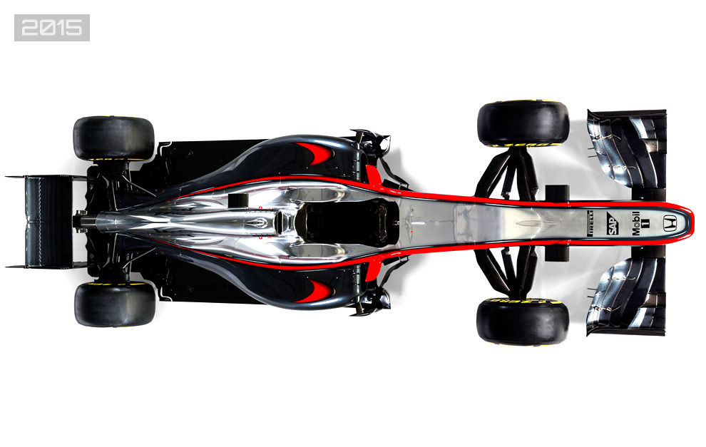 Vista cenital del McLaren MP4-30 de 2015