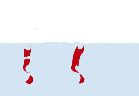 Natación sincronizada: posición con una rodilla doblada
